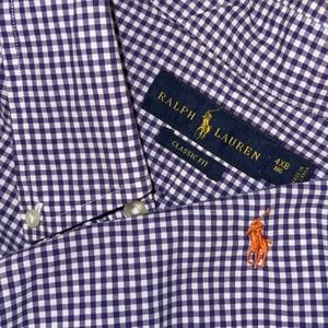 Polo Ralph Lauren Long Sleeve Button Down Oxford Men's 4XB Purple White Check